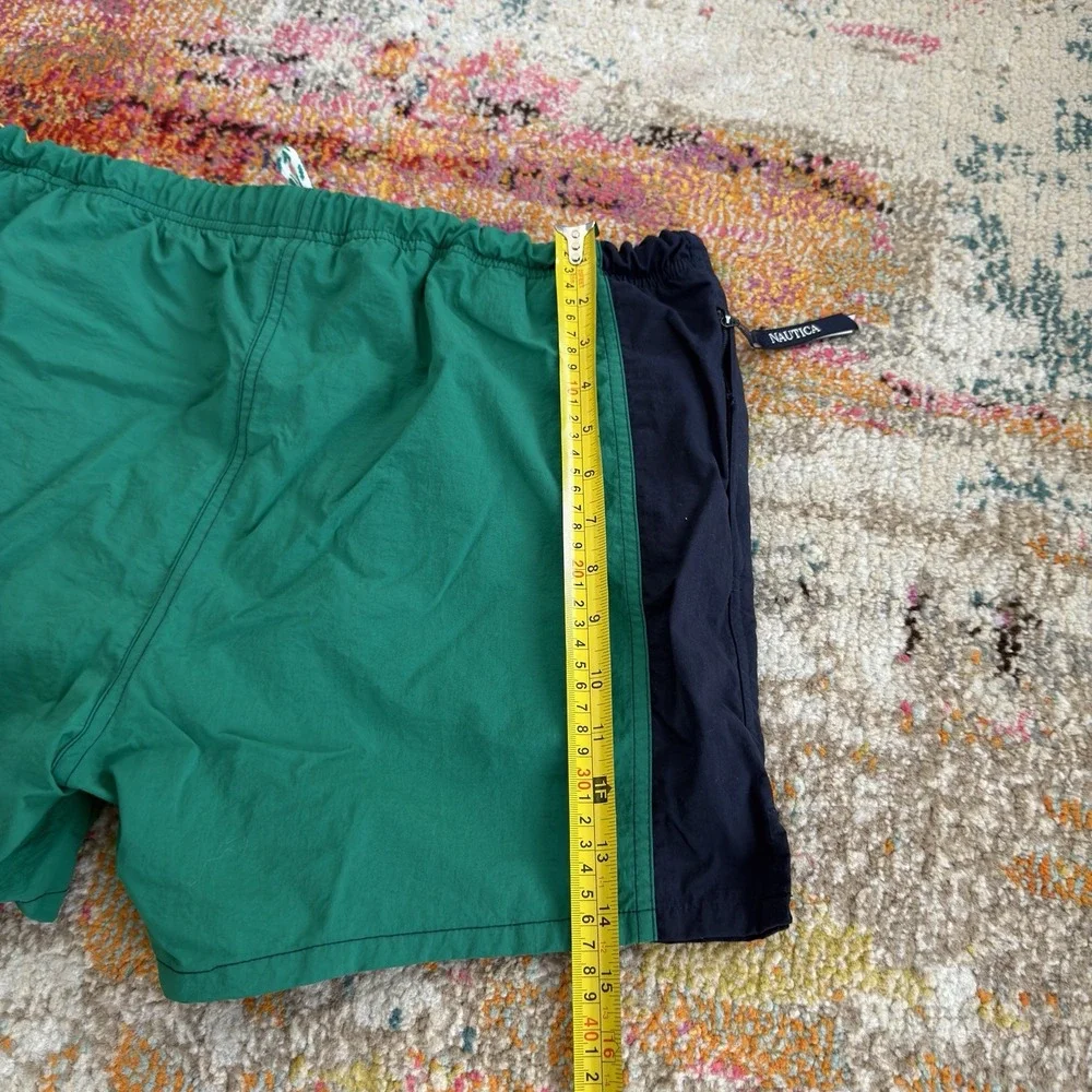 Vintage 90s Nautica S1 Oars Swim Trunks Shorts Mens Medium Green Nylon